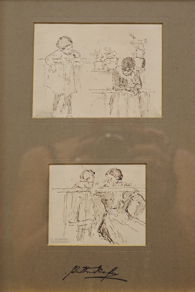 August 'Nachlass' von Pettenkofen, Austrian (1822-1889), Two sketches of a young child and their Nanny